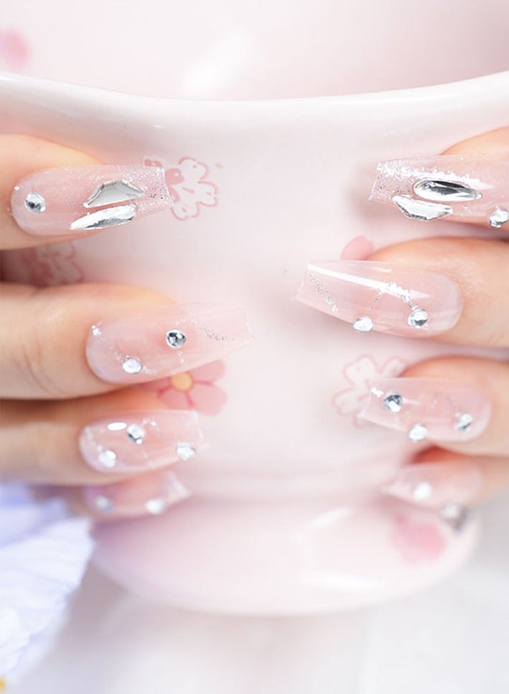 24 قطعة من لاصقات فن الأظافر القابلة للضغط، مع مجموعة أدوات فن الأظافر، والماس الوردي، ولاصقات فن الأظافر متوسطة الطول المربعة، ونماذج متعددة الاستخدامات اليومية، ولاصقات مريحة، وصحة وسلامة - Image 5