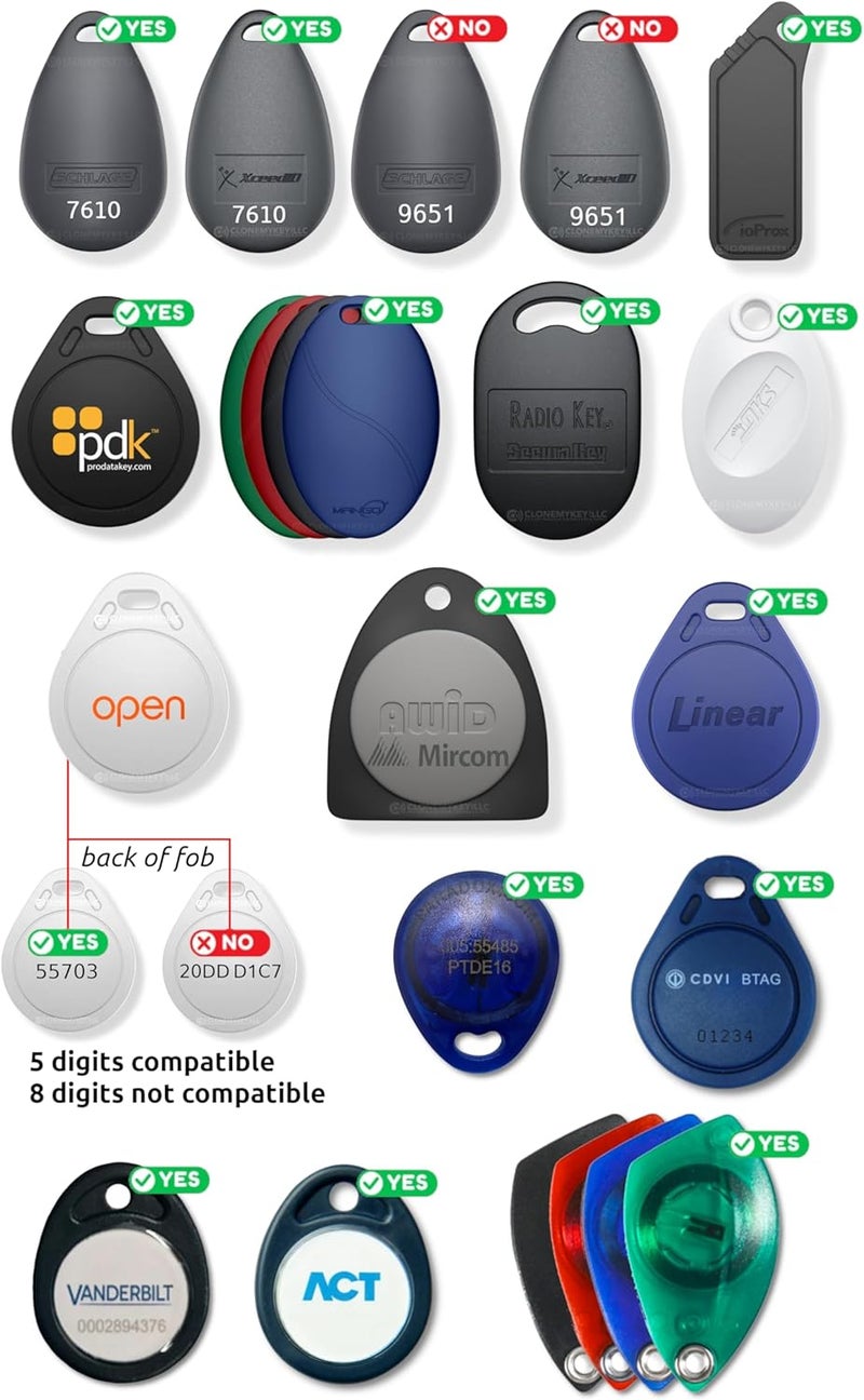 Keysy RFID Duplicator - Copy Key Fobs and Key Cards (HID Prox, AWID, Indala, ioProx, Rosslare, XceedID, Paradox, CDVI + More) Reader Writer Copier Cloner 125kHz Including (1 Key Fob) - Image 5