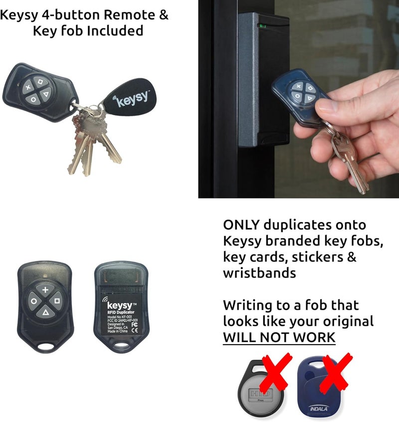 Keysy RFID Duplicator - Copy Key Fobs and Key Cards (HID Prox, AWID, Indala, ioProx, Rosslare, XceedID, Paradox, CDVI + More) Reader Writer Copier Cloner 125kHz Including (1 Key Fob) - Image 2