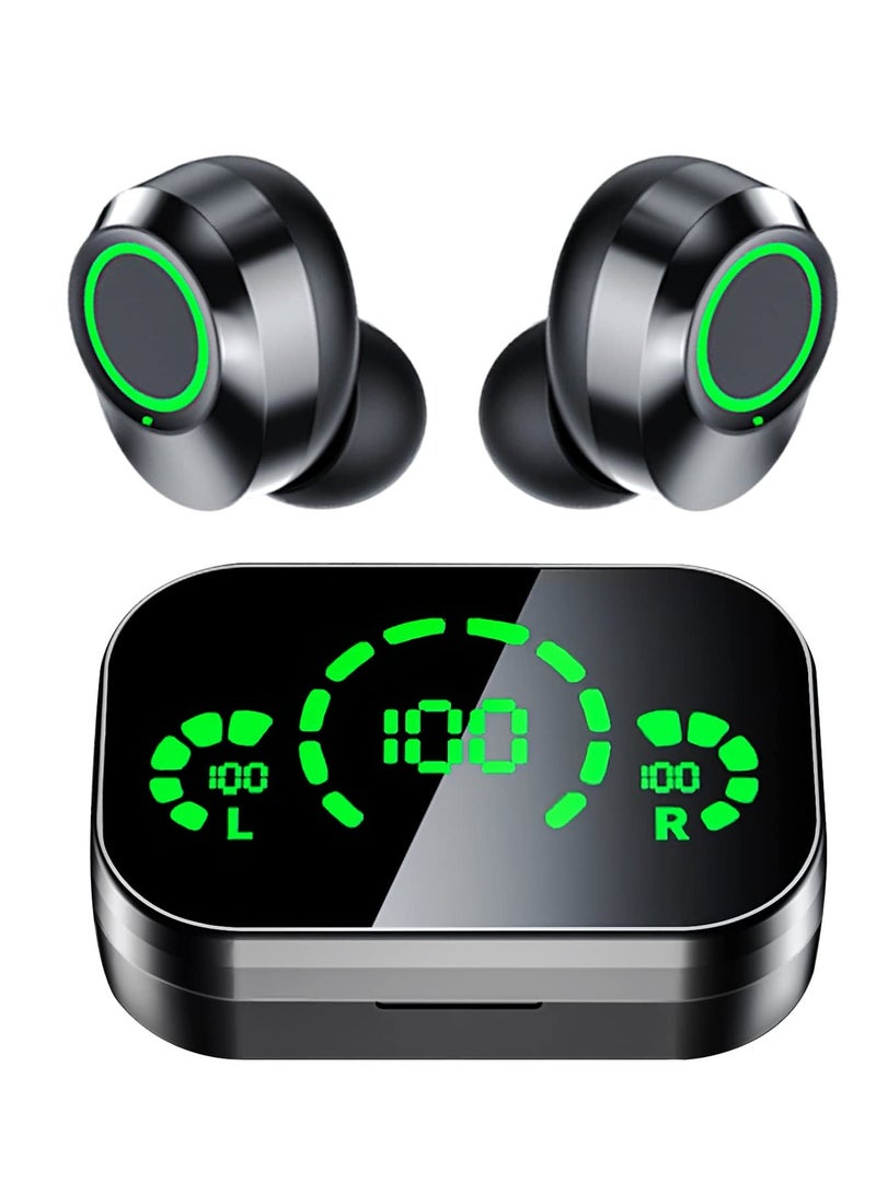 Excefore Wireless Earbuds, Bluetooth 5.3 in Ear Headphones Built-in Microphon, HiFi Stereo Sound, LCD Recharger Case, in-Ear Headphones with LED Display Touch Control, for Sports, Work, Gym(Black) - Image 1