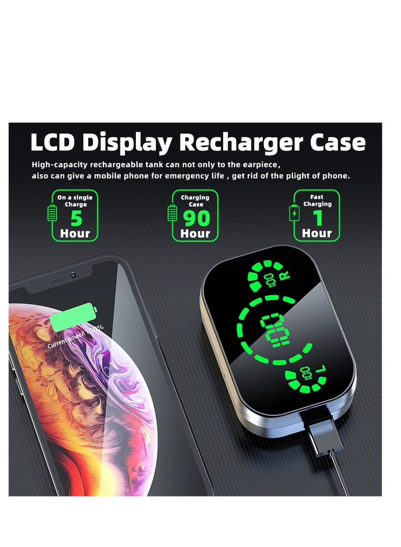 Excefore Wireless Earbuds, Bluetooth 5.3 in Ear Headphones Built-in Microphon, HiFi Stereo Sound, LCD Recharger Case, in-Ear Headphones with LED Display Touch Control, for Sports, Work, Gym(Black) - Image 5