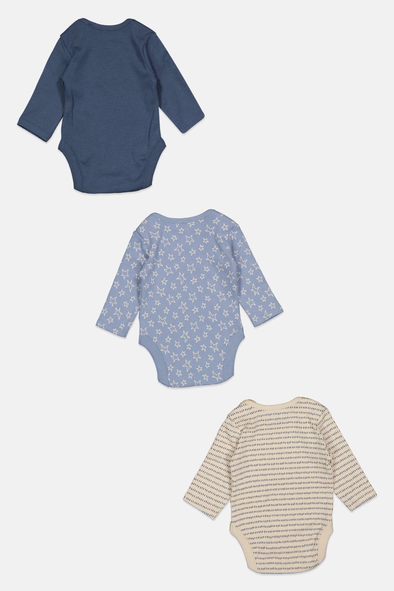 Home Grown Baby Toddlers Boy 3 Piece Printed Bodysuit, Blue  - Image 2