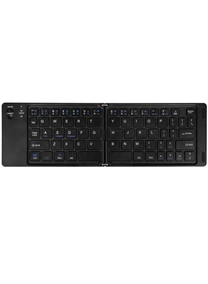 TIGER B028 Two-Fold Portable Mini Bluetooth Keyboard – Foldable Wireless Keyboard with Rechargeable Battery & Charging Indicator | Quiet Office Keypad | Three-System Compatibility (iOS, Android, Windows) | Ultra-Slim Travel Keyboard | Color: Black  - Image 5