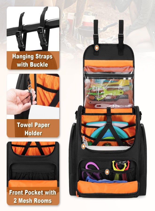 HODRANT Tactical Camp Kitchen Organizer, Large Camping Utensil Storage Bag with Paper Towel Holder & Multi Pockets, Hanging Cookware Caddy for Outdoor BBQ Cooking Essentials, Bag Only - Image 3
