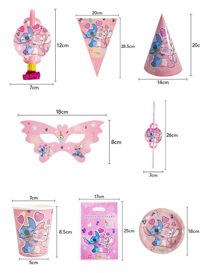 Beauenty Stitch Theme Party Supplies for Kids,Stitch Party Props Favor Table Decorations, Banner Paper Plates Napkins Cups Tablecloth Tableware Sports Set for 10 Guests,Party Decorations - Image 4