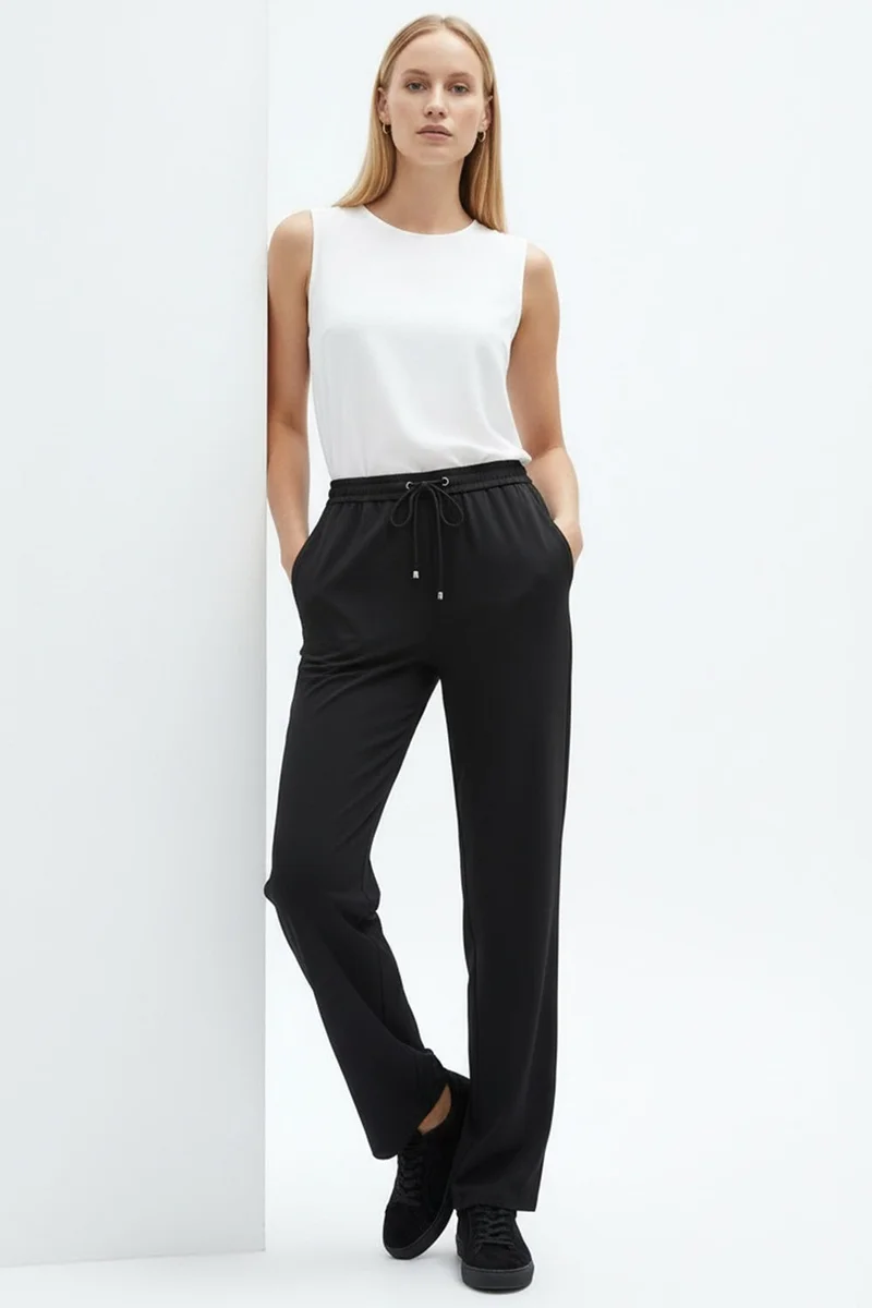 EXQUISE Regular Pants with Elastic Waistband