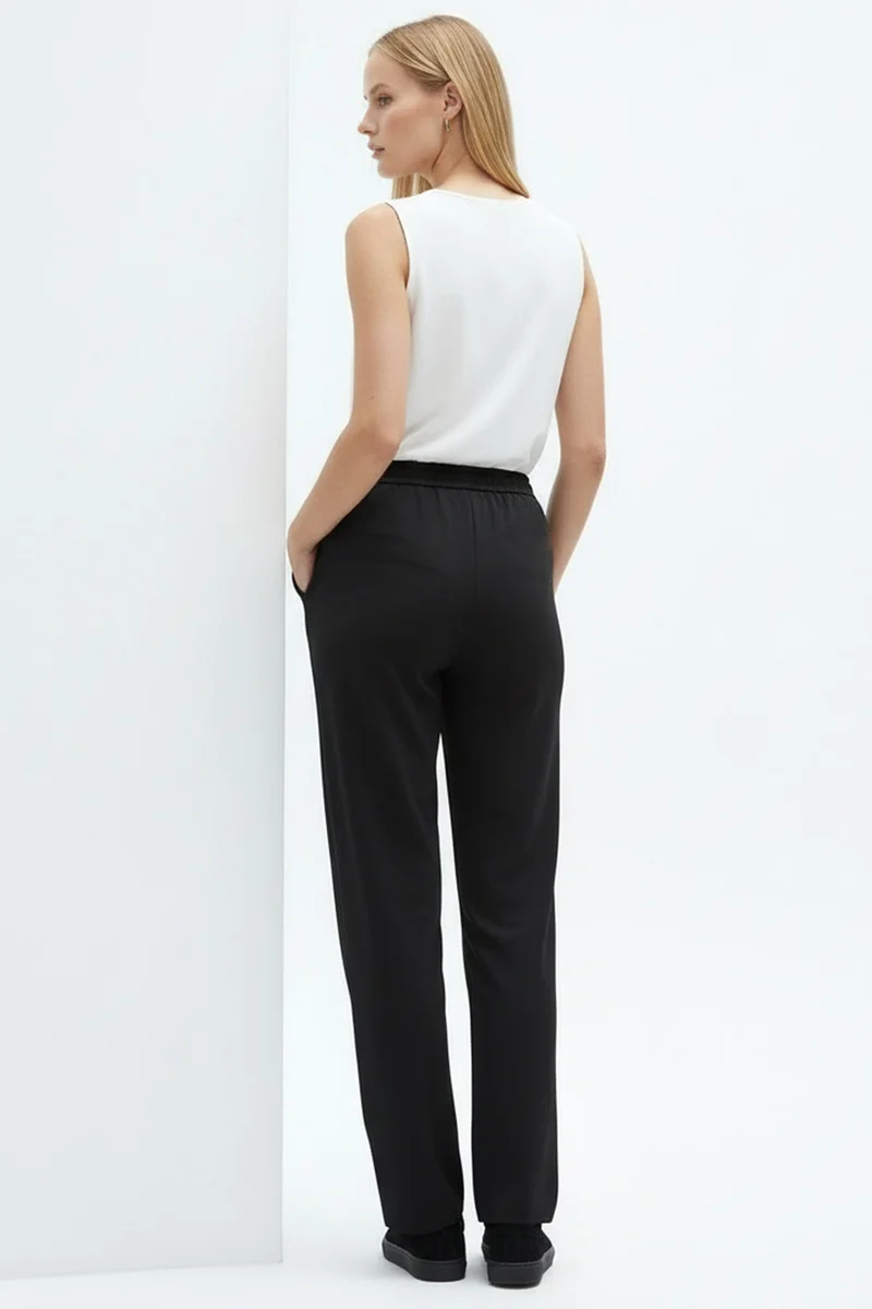 Exquise Regular Pants with Elastic Waistband