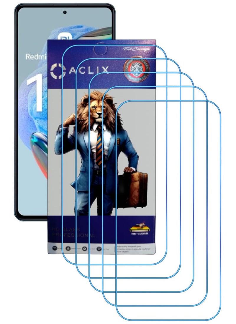 ACLIX 5 Pieces Antistatic ESD Dustproof Premium Quality High Definition Clear Tempered Glass Screen Protector Designed For Xiaomi Redmi Note 12  Pro - Image 1