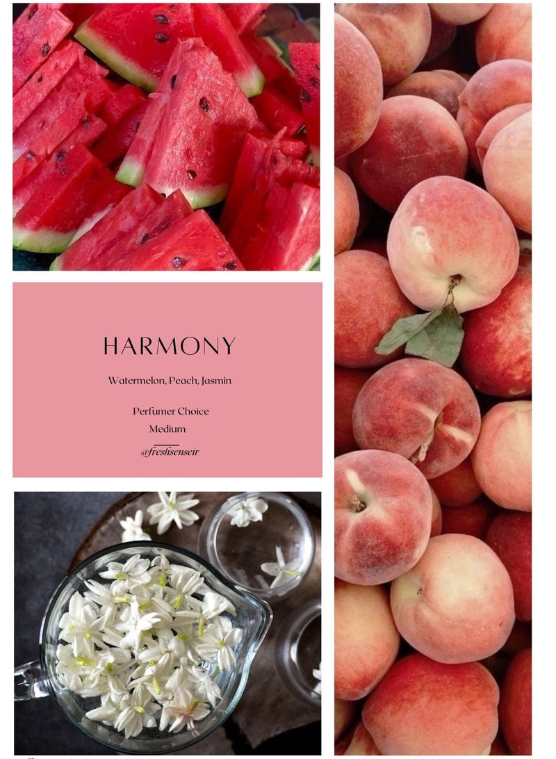 فريش سينس Harmony زيت عطر الديفيوزر – مزيج أروماثيرابي بالبطيخ، الخوخ، والياسمين – Made in UK - Image 2