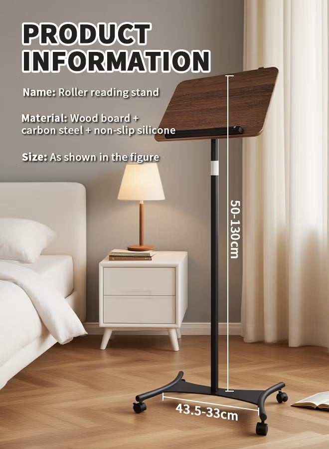والالا حامل كتب أرضي قابل للإمالة بزاوية 360 درجة مع عجلات قابلة للقفل - حامل للقراءة والكمبيوتر المحمول قابل للتعديل الارتفاع، محطة عمل متنقلة للاستخدام في المنزل والمكتب والمطعم - Image 2