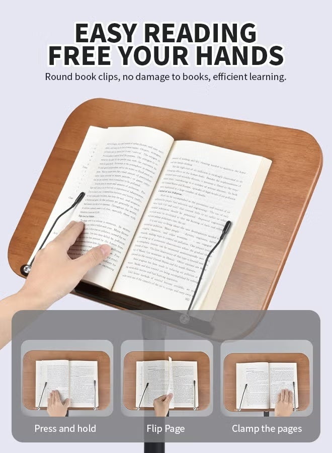 والالا حامل كتب أرضي قابل للإمالة بزاوية 360 درجة مع عجلات قابلة للقفل - حامل للقراءة والكمبيوتر المحمول قابل للتعديل الارتفاع، محطة عمل متنقلة للاستخدام في المنزل والمكتب والمطعم - Image 3