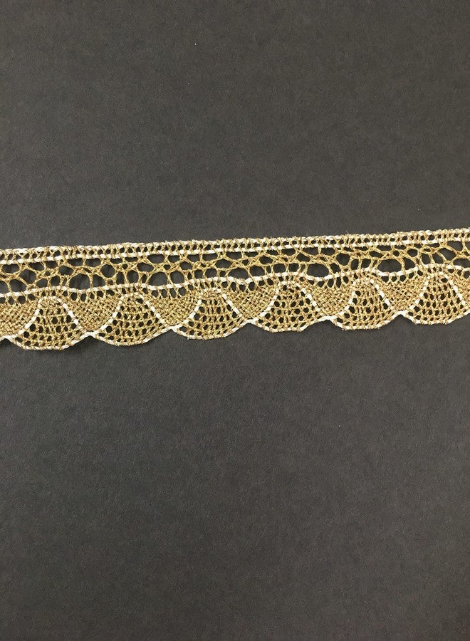 DaSync دانتيل كروشيه ذهبي من DaSync Sync، قماش حواف وزخارف، شرابات متدلية، دانتيل مطرز، قماش دانتيل، لوازم خياطة، دانتيل قطني 9 أمتار - Image 1