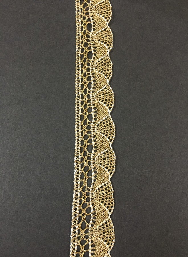 DaSync دانتيل كروشيه ذهبي من DaSync Sync، قماش حواف وزخارف، شرابات متدلية، دانتيل مطرز، قماش دانتيل، لوازم خياطة، دانتيل قطني 9 أمتار - Image 4