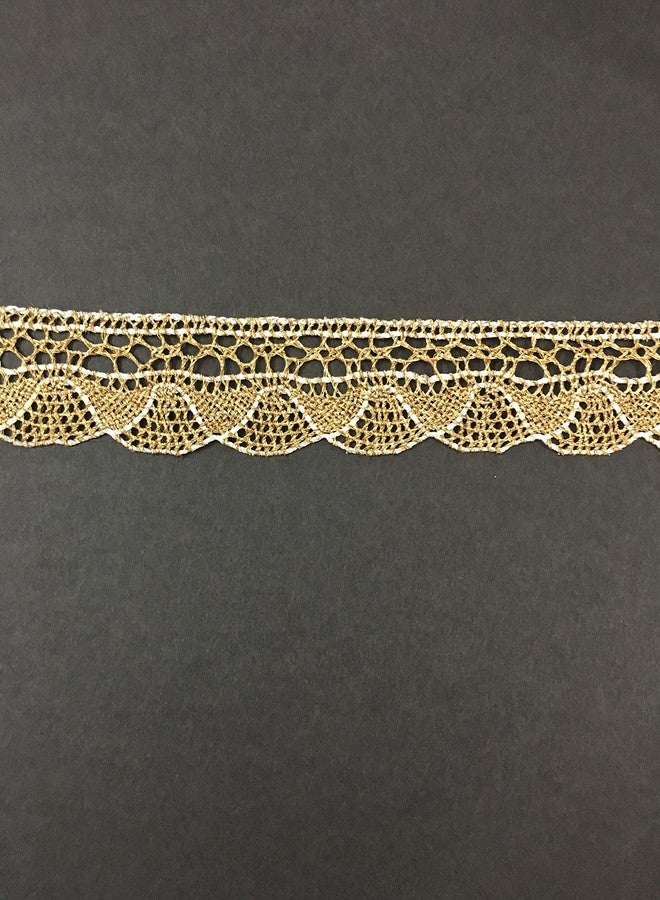 DaSync دانتيل كروشيه ذهبي من DaSync Sync، قماش حواف وزخارف، شرابات متدلية، دانتيل مطرز، قماش دانتيل، لوازم خياطة، دانتيل قطني 9 أمتار - Image 3