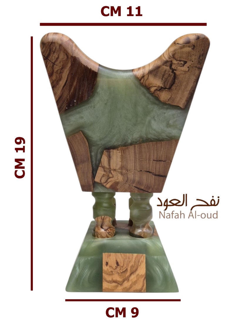 نفح العود مبخرة صينية – تصميم من الرخام الأخضر والخشب - Image 2