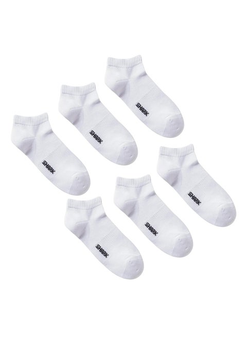Shark Pack of 6 Daily Athletic Cotton Socket Socks, White (Socket)
