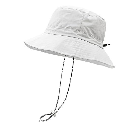 woogwin Waterproof Bucket Rain Hat with Chin Strap Quick Dry Packable Boonie Sun Hat Safari Hat UV ProtectionWhite - Image 1