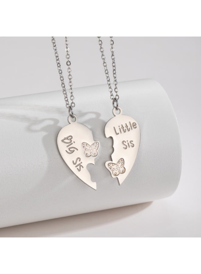 MHD 2pcs/Set Fashionable Lovely Heart Shape Joint Pendant Necklaces With Commemorative Meaning, Perfect For Sisters To Wear Together As A Reminder Of Their Sisterhood Or Best Friends As A Symbol Of Their Friendship - Image 5