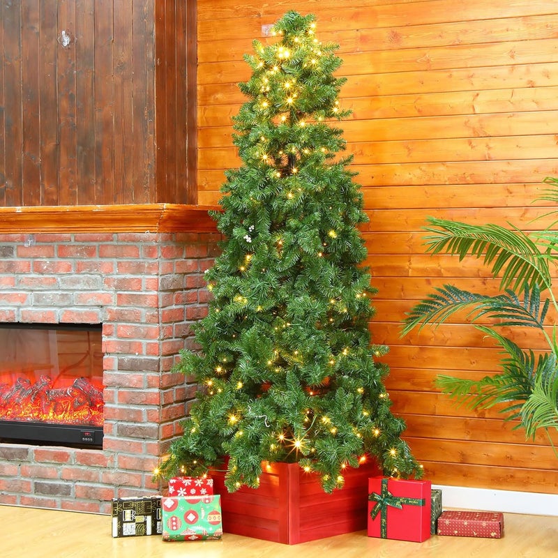 Macarrie Macarrie Wood Christmas Tree Collar Box Washed Tree Stand Cover Rustic Christmas Tree Box Skirt Farmhouse Christmas Tree Skirts Replacement Blocks for Christmas Tree DecorationsRed22 x 12 Inch  - Image 2