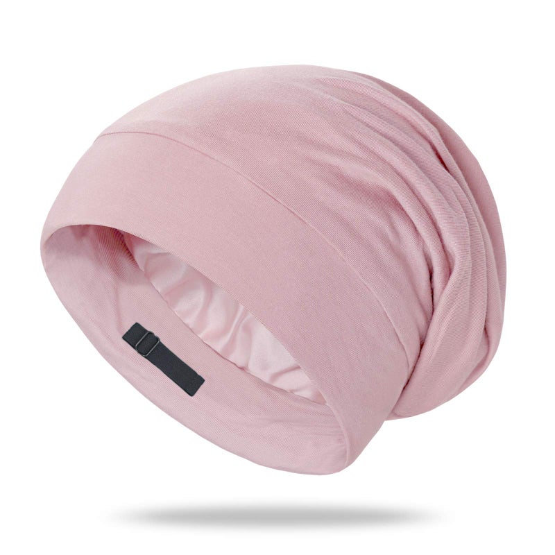 OLESILK Mulberry Silk Bonnet for Sleeping Women, Real Silk, Not Satin Pink - Image 1