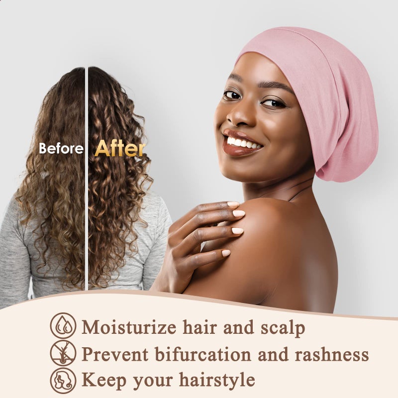 OLESILK Mulberry Silk Bonnet for Sleeping Women, Real Silk, Not Satin Pink - Image 3