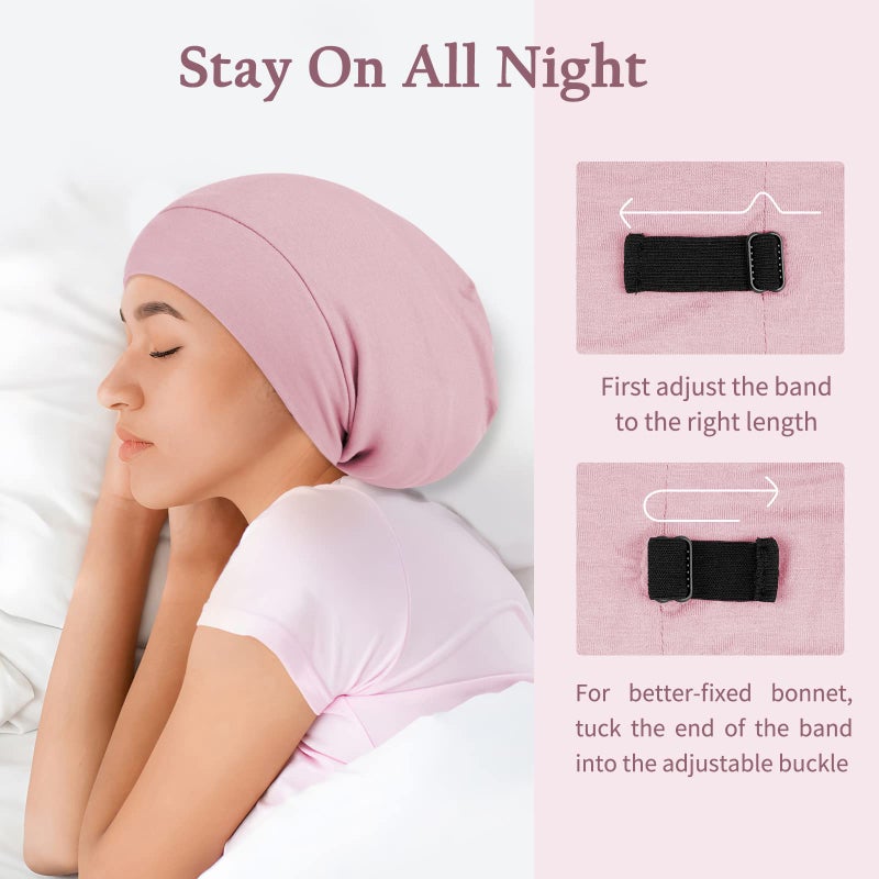 OLESILK Mulberry Silk Bonnet for Sleeping Women, Real Silk, Not Satin Pink - Image 4