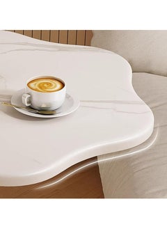 GUDOO C Shaped Side Table for Couch Flower Shaped End Table Modern Small Coffee Table Freestanding Small Sofa Table Nightstand with Metal Frame for Living Room Bedroom White 2  - Image 4
