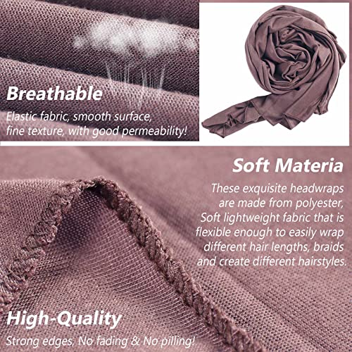 PWEOUKE 4 Pcs Stretch Head Wraps for Black Women with Natural Hair Solid Color African Turban Ultra Soft Head Scarf for Dreadlocs Long Breathable Headbands Tie - Image 3