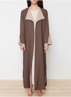 trendyol Brown Stone Color Block Long Aerobin Woven Cap & Abaya & Abaya TCTSS24KF00011  - Image 4