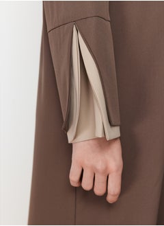 trendyol Brown Stone Color Block Long Aerobin Woven Cap & Abaya & Abaya TCTSS24KF00011  - Image 5