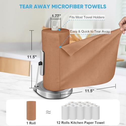 AIDEA Microfiber Cleaning Cloth Roll 50PK Reusable Paper Towels Tear Away Cloth Microfiber Towels Washable Shop Rags Lint Free Cleaning Rags for House Kitchen Window 115115 Coffee - Image 3
