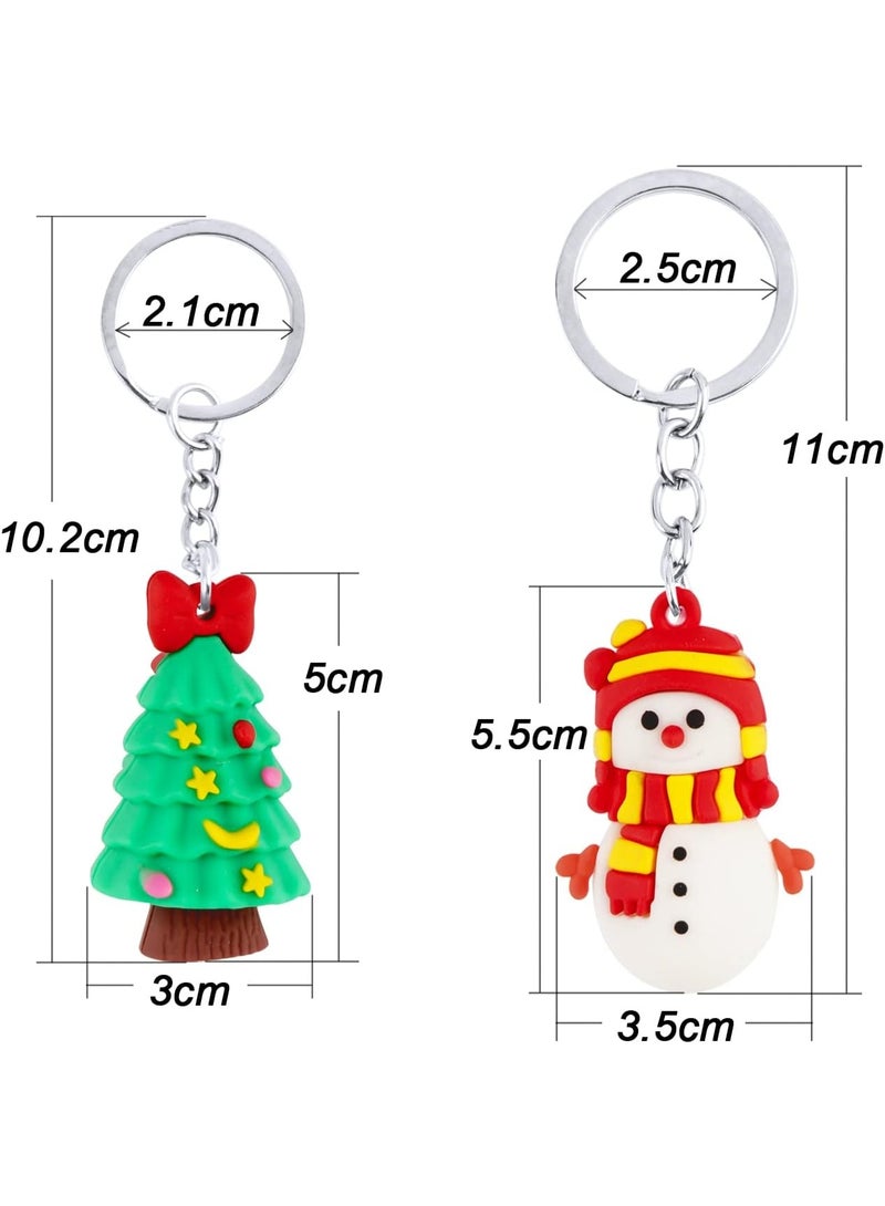 12pcs Christmas 3D PVC Keychains – 12 Styles Keyring Set with Santa Claus, Elk, Christmas Tree, Bear & Snowman Designs - Image 5