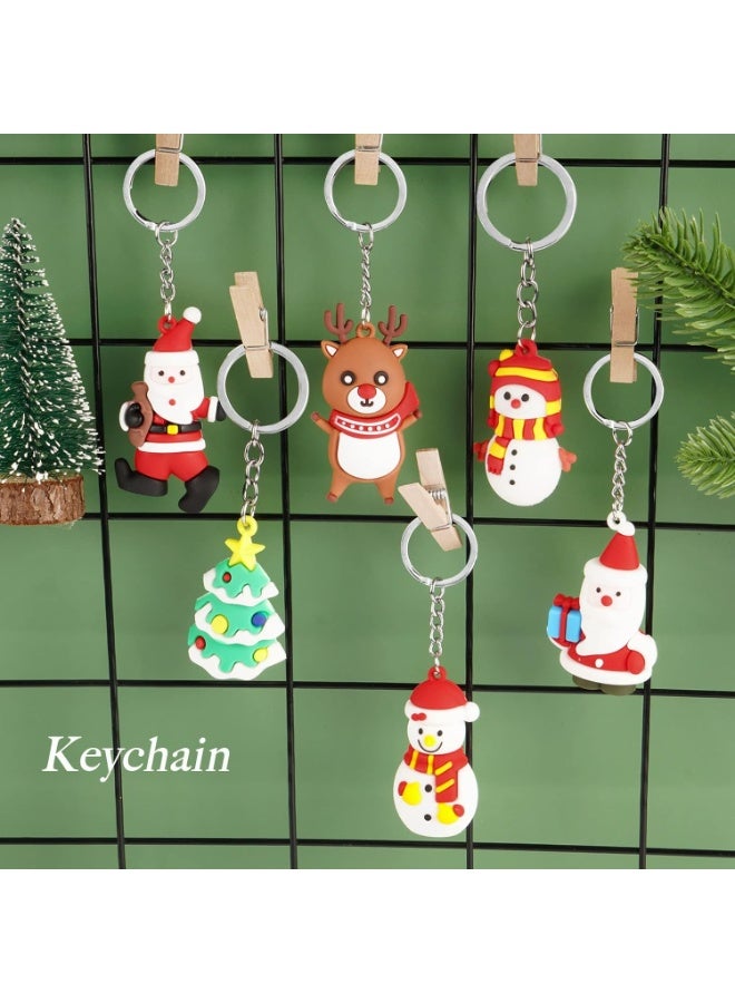 12pcs Christmas 3D PVC Keychains – 12 Styles Keyring Set with Santa Claus, Elk, Christmas Tree, Bear & Snowman Designs - Image 2
