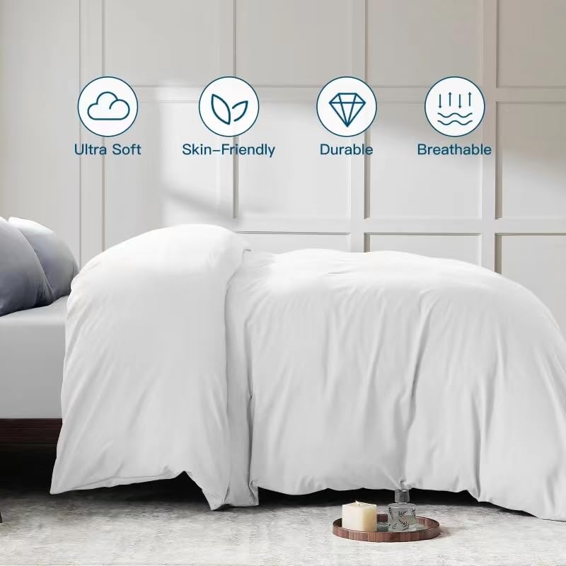 STWIENER Oversized King Duvet Cover 120"x98", Only 1 Piece Extra Large Ultra Soft Microfiber White Duvet Cover for All Season Zipper Closure, 8 Corner Ties(1Pc, White, Super King 120x98 inches) - Image 3