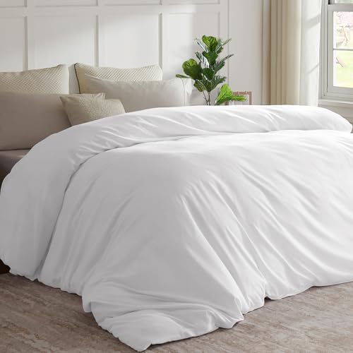 STWIENER Oversized King Duvet Cover 120"x98", Only 1 Piece Extra Large Ultra Soft Microfiber White Duvet Cover for All Season Zipper Closure, 8 Corner Ties(1Pc, White, Super King 120x98 inches) - Image 1