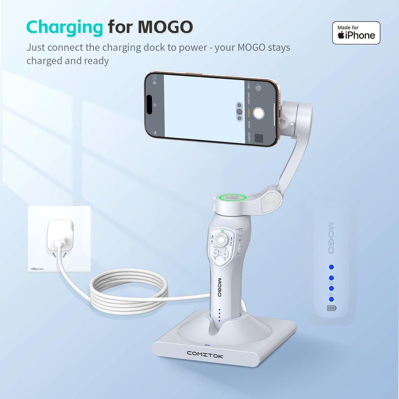 COMITOK Gimbal Stabilizer Dock for MOGO Charging Dock with Stand | Multi-Functional Desktop Charger | Charge, Store, and Showcase Your MOGO | Stable Holder for MOGO Devices - Image 2