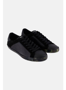 Karl Lagerfeld Men Brand Logo Lace Up Casual Sneakers, Black Combo  - Image 1
