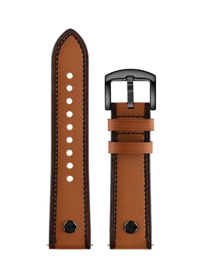 Perfii One Rivet Replacement Band For Amazfit GTR Smartwatch 47 mm Brown - Image 1