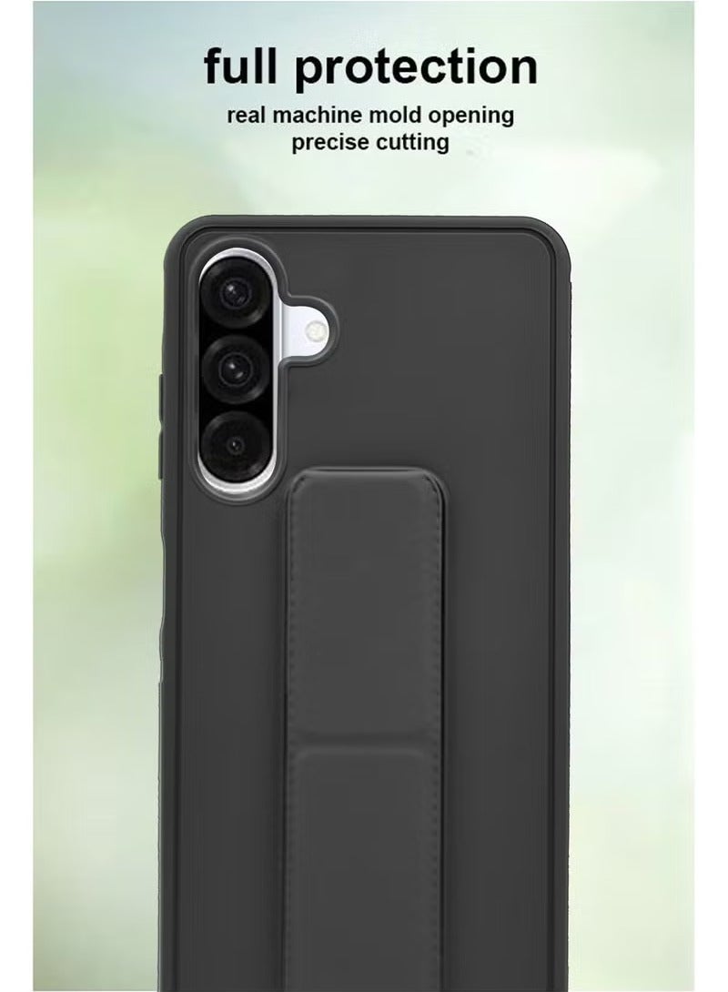 3-in-1 Magnetic Wrist Strap Hand Grip Stand Back Case Cover With Foldable Kickstand & Finger Strap for Samsung Galaxy A26- Black - Image 4