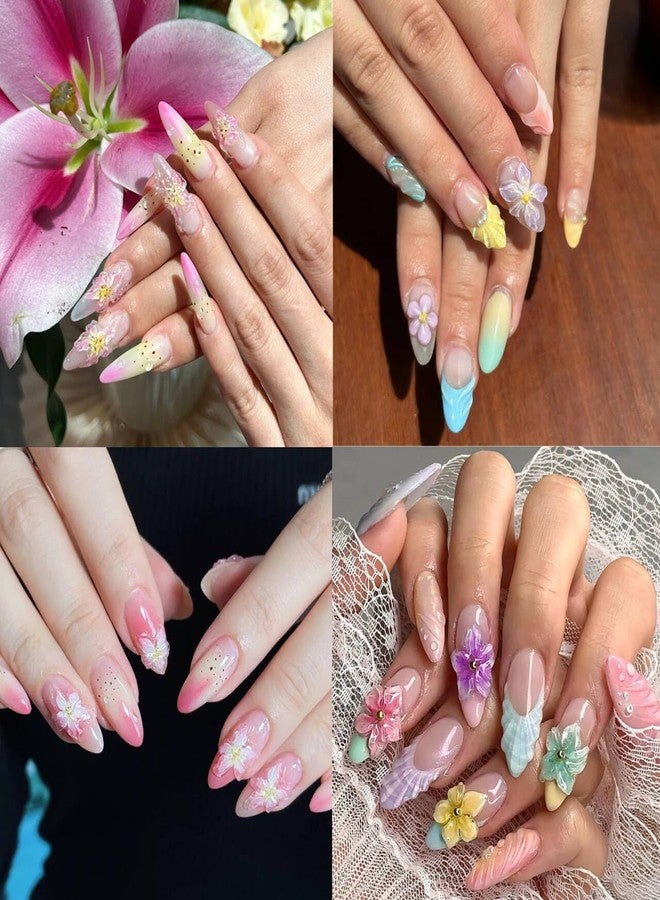 LIFOOST 80PCS Flower Nail Art Charms 3D Hawaii Flowers Nail Rhinestones Hibiscus Floral Gems Colorful Sparkling Night Light Accessories Spring Summer Jewelry for Women Acrylic Manicure Supplies - Image 3