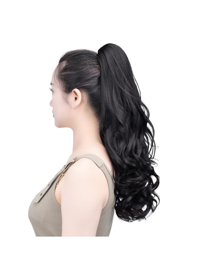 SYXLCYGG Black Claw Clip Ponytail Synthetic Fake Pony tails Hair Extensions 20" Wavy 5.3 OZ Like Real Hair piece Women Easy To Use Yaki Fluffy - Image 2