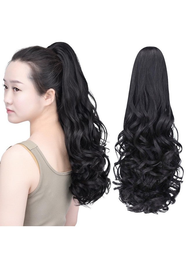 SYXLCYGG Black Claw Clip Ponytail Synthetic Fake Pony tails Hair Extensions 20" Wavy 5.3 OZ Like Real Hair piece Women Easy To Use Yaki Fluffy - Image 1