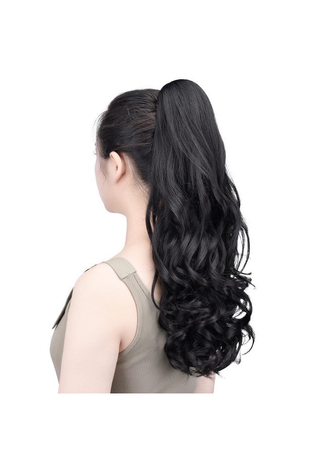 SYXLCYGG Black Claw Clip Ponytail Synthetic Fake Pony tails Hair Extensions 20" Wavy 5.3 OZ Like Real Hair piece Women Easy To Use Yaki Fluffy - Image 3