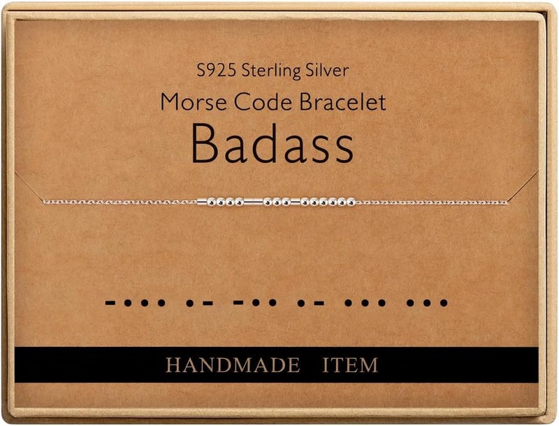Monily Inspirational Gifts for Women Morse Code Bracelets for Women Funny Bracelet for Friend Funny Gift for Women Sterling Silver Bracelet for Women - Image 1