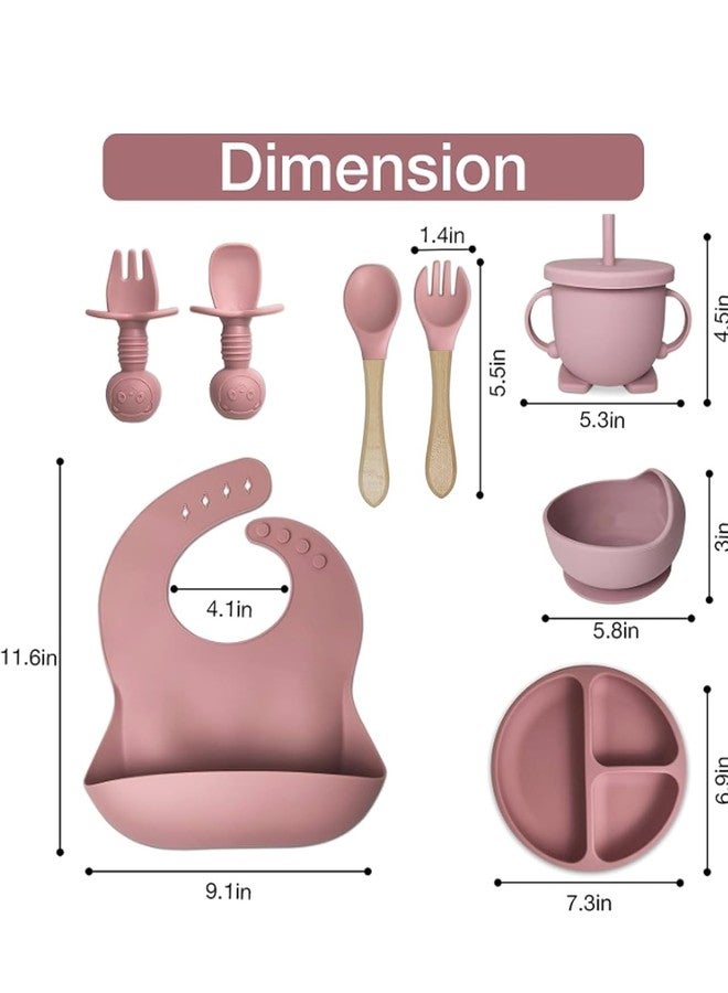 Richtots Premium Silicone Baby Feeding Set, Complete 8-Piece Baby Led Weaning Set | Baby Feeding Product,Suction Plate, Bowl,Cup, 2 Spoon, 2 Fork and Bib for Baby,Silicon Spoon for Baby Feeding (Pink) - Image 3