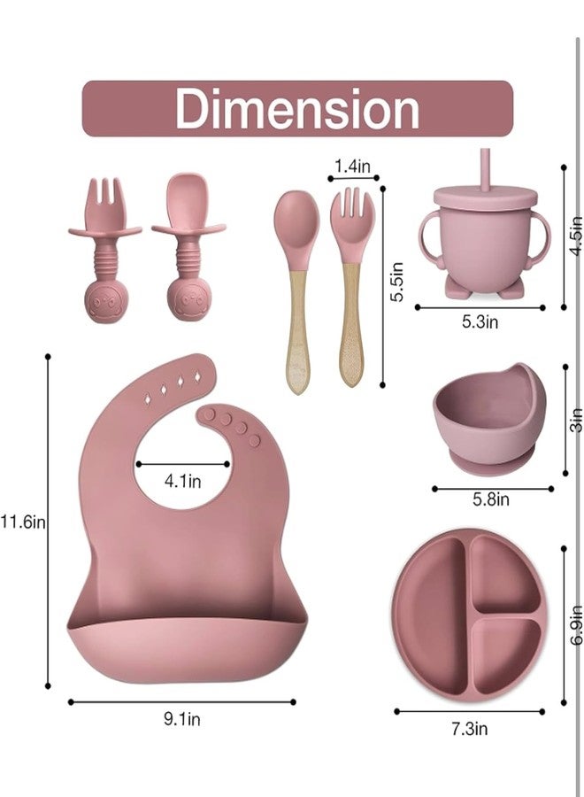 Richtots Premium Silicone Baby Feeding Set, Complete 8-Piece Baby Led Weaning Set | Baby Feeding Product,Suction Plate, Bowl,Cup, 2 Spoon, 2 Fork and Bib for Baby,Silicon Spoon for Baby Feeding (Pink) - Image 5