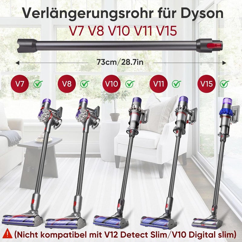 BIHARNT Extension Tube for Dyson V11 V15 V10 V8 V7 Stick Vacuum Cleaner, Replacement Telescopic Tube Quick Release Extension Rod Accessories (V7-Grey) - Image 2