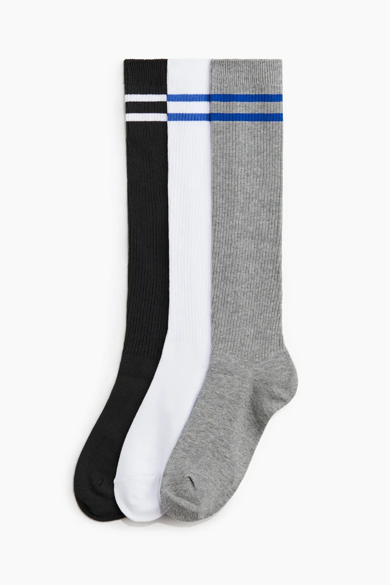 اتش اند ام جوارب رياضية بطول الركبة - عبوة من 3 قطع