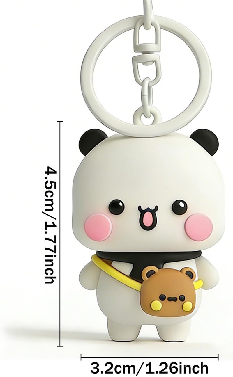 2PCS Bubu Dudu Cute Keychains, Kawaii Cartoon Statue Bears Panda Figurine Key Chains for Women Backpacks Car Keys Gifts, White+brown, One size - Image 3