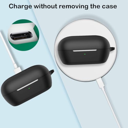 USTIYA Case for Sony WF-C710N Wireless Headphones Protection Cover Full-Body Soft Silicone with Keychain Headphone Accessories Funda Carcasa (Black) - Image 4